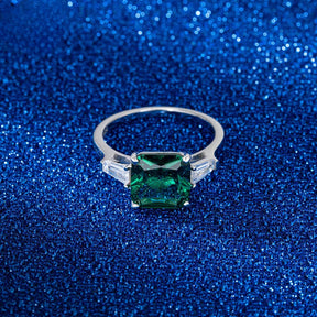 Ring Emerald paved 925 sterling silver