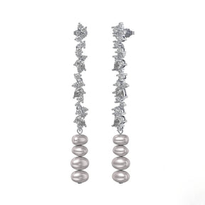 Earring Pearl waterfall 925 Sterling Silver