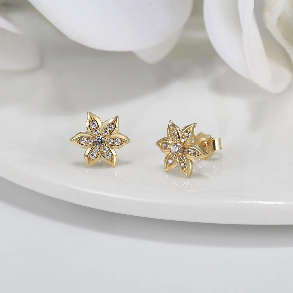 Earring Crystal Flower 925 Sterling Silver