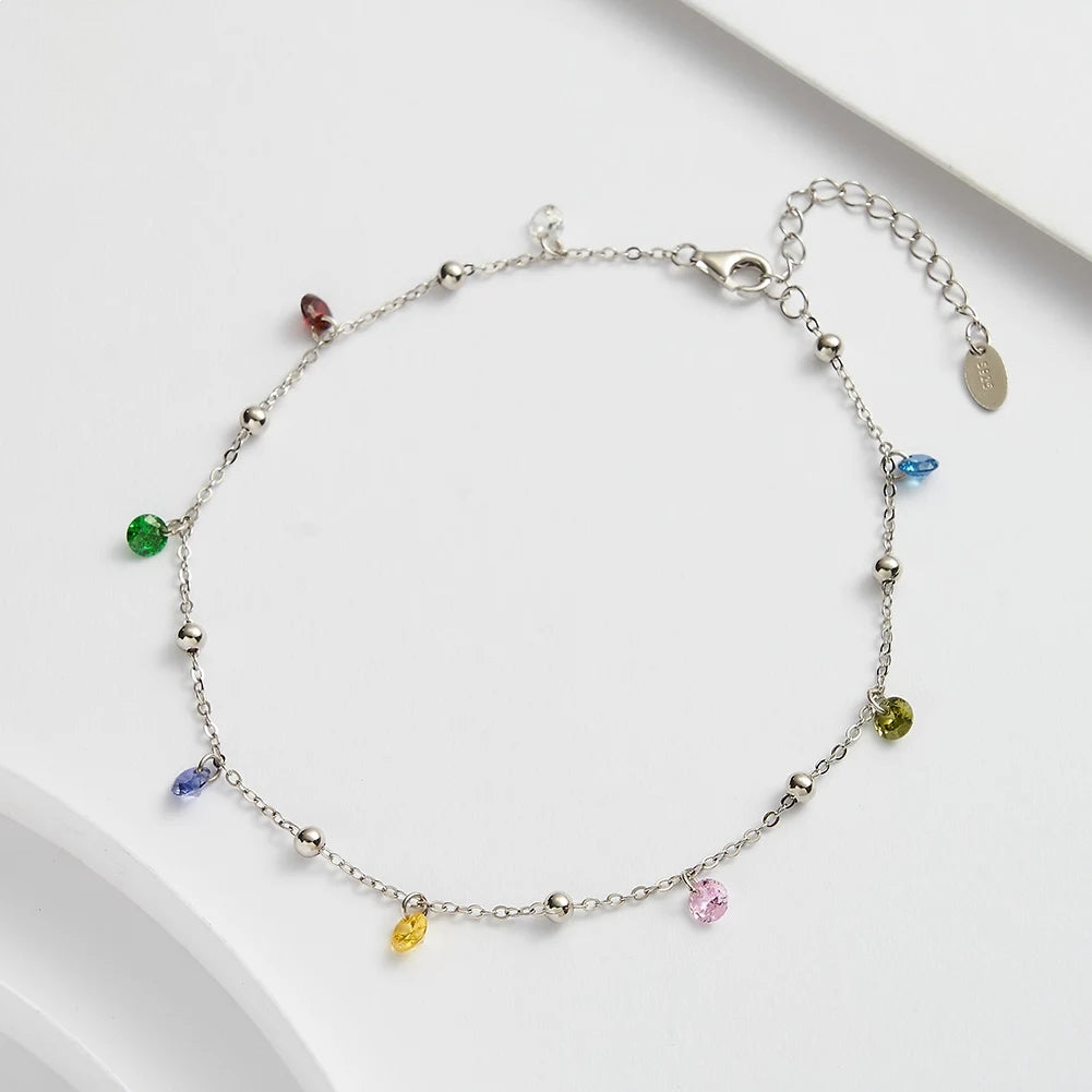 Anklet Colors of Enchantment 925 Sterling Silver