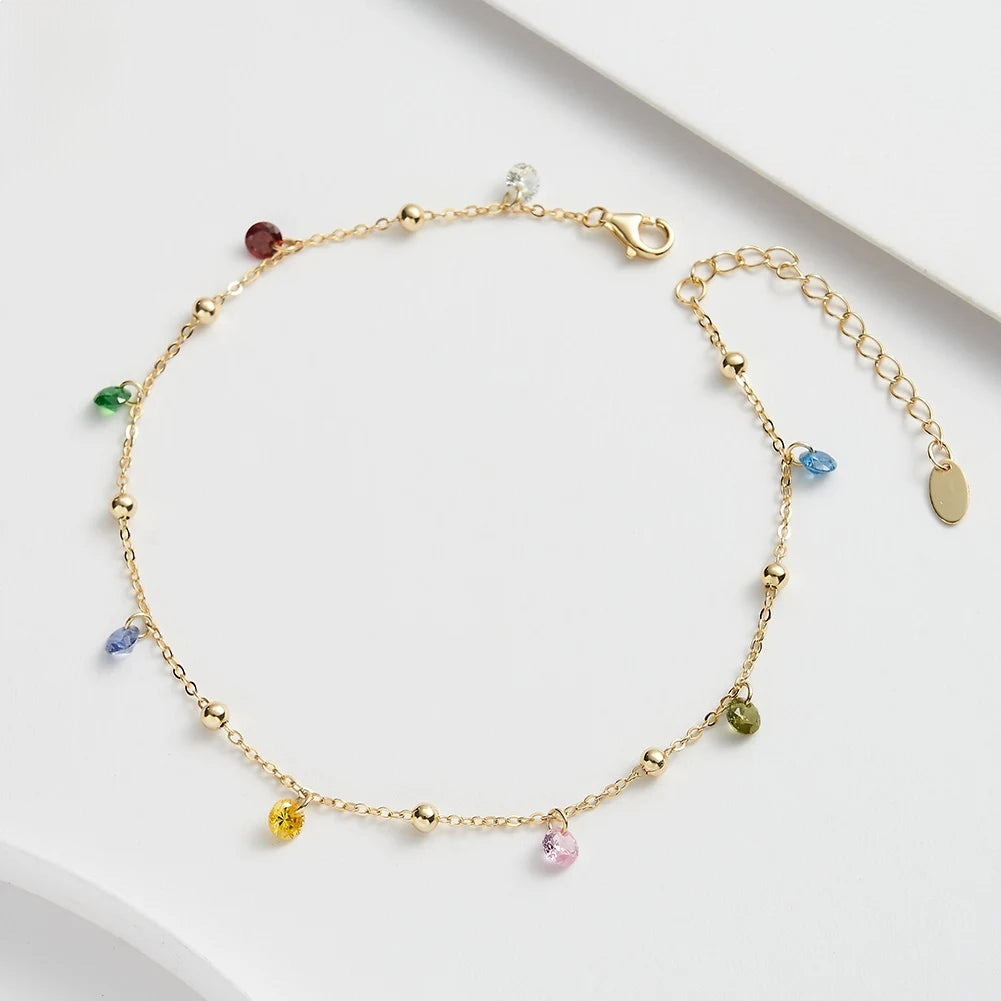 Anklet Colors of Enchantment 925 Sterling Silver