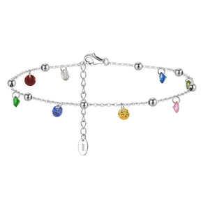 Anklet Colors of Enchantment 925 Sterling Silver