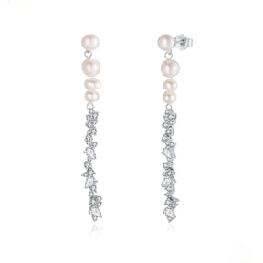 Earring Pearl waterfall 925 Sterling Silver